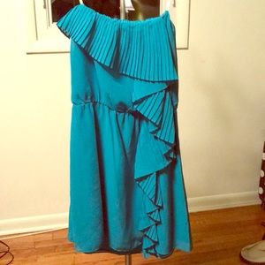 Teal strapless dress